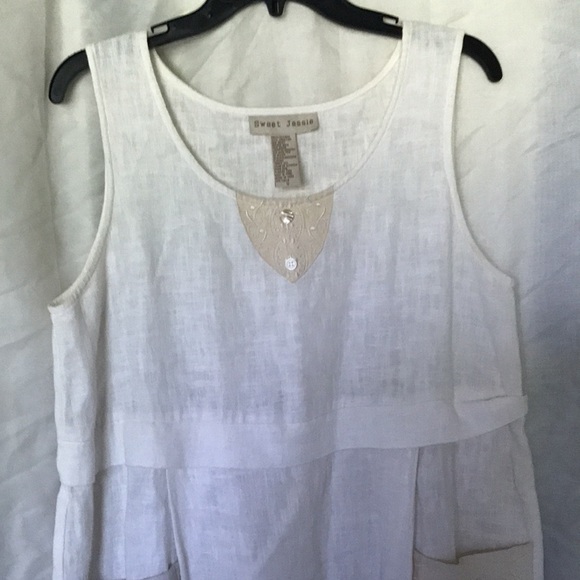 Sweet Jessie Linen 100% midi dress Sz S - Picture 2 of 11